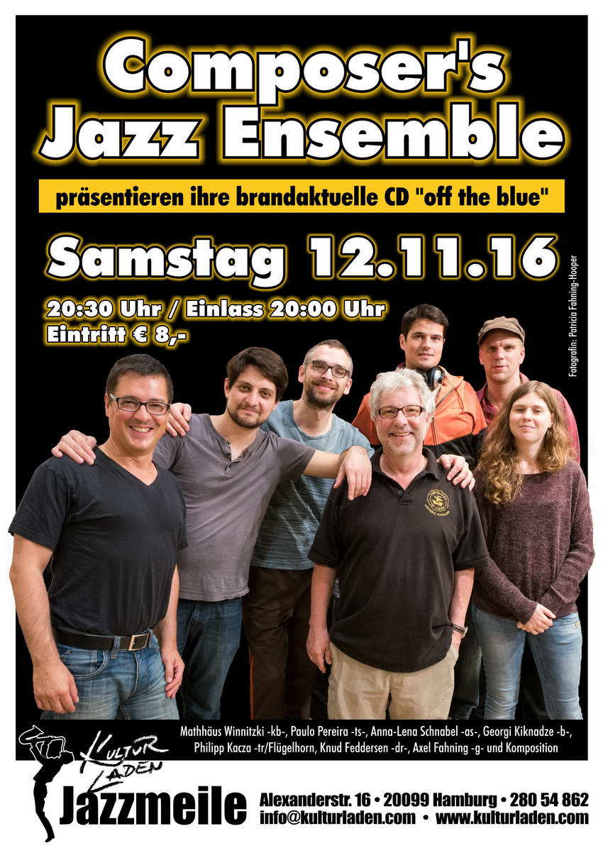Plakat 850 pxl. Jazzmeile presents: Composers Jazz Ensemble jazzmeile