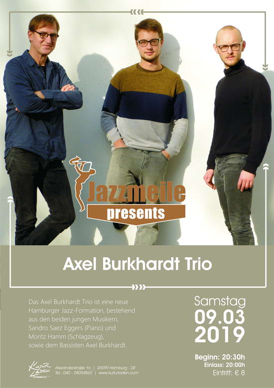 Plakat 550pxl Jazzmeile presents: „Axel Burkhardt Trio“ jazzmeile